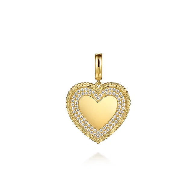 14KY Diamond Heart Medallion Charm