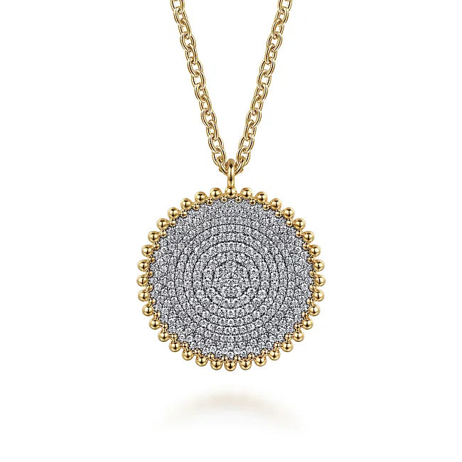 14KY Diamond Pave Medallion Charm
