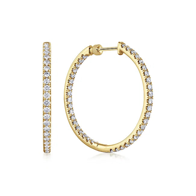 14KY French Pave Round Inside Out Diamond Hoop Earrings-Earrings-Gabriel & Co.-Susan Saffron Jewelry