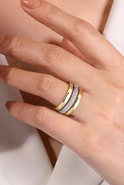 14KY Pave Diamond Wide Band Ring