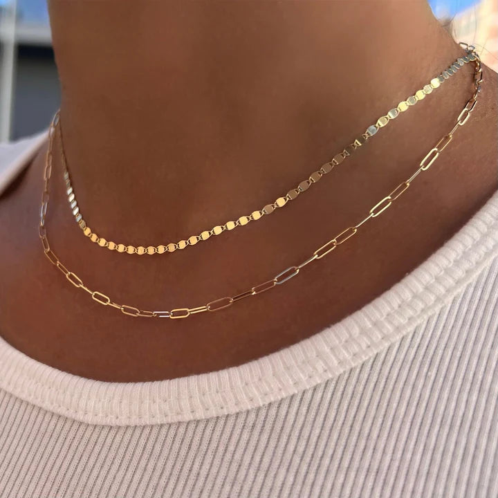 14K Yellow Gold 2.1mm Paper Clip Chain 18 inch