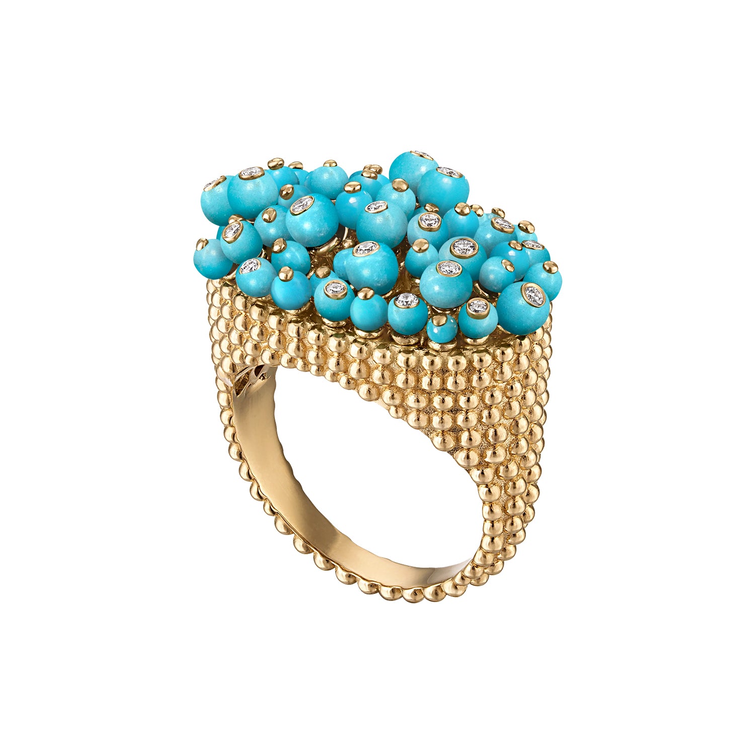 14KY Bubble Explosion Ring Turquoise