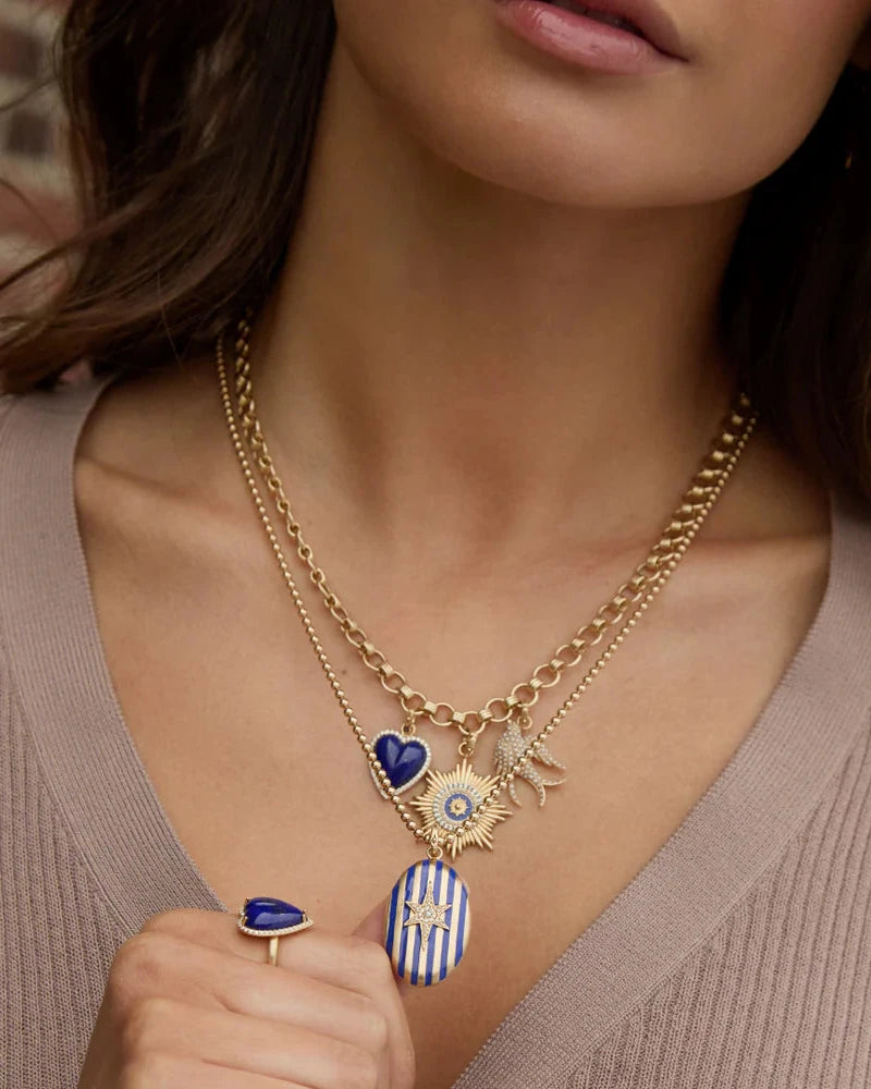 14KY Gemstone & Blue Enamel Lillian Locket