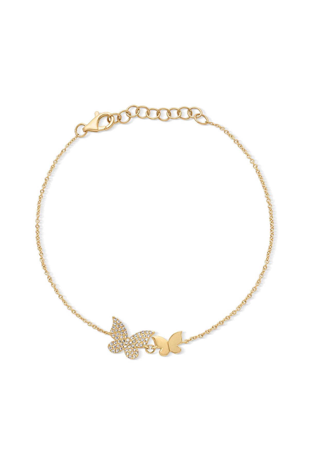 14KY Diamond Double Butterfly Bracelet