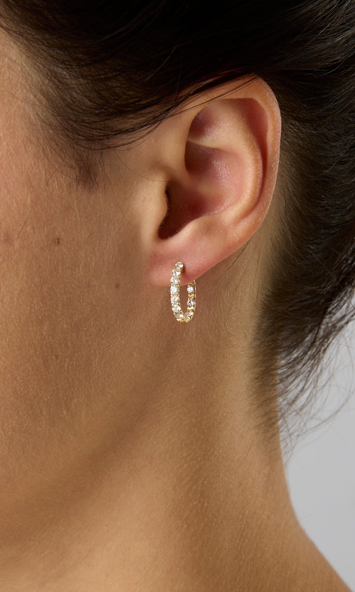 18KY In and Out Diamond Huggies