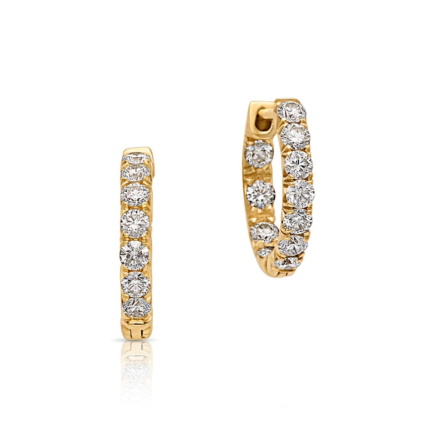 18KY In and Out Diamond Huggies