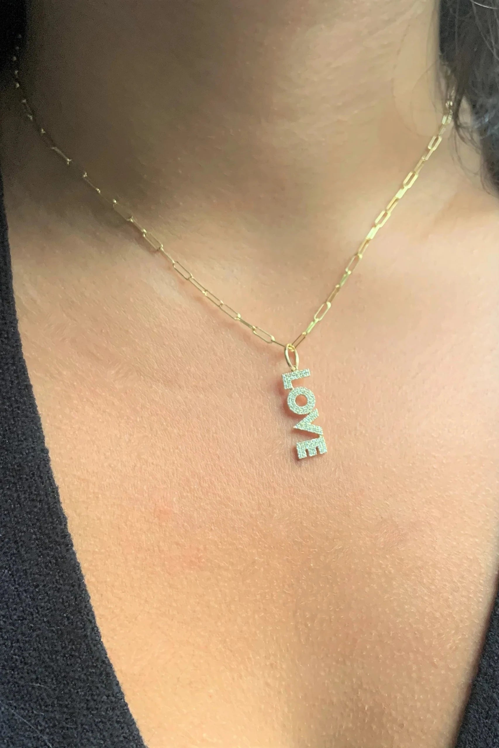 14KY Horizontal Diamond Love Charm