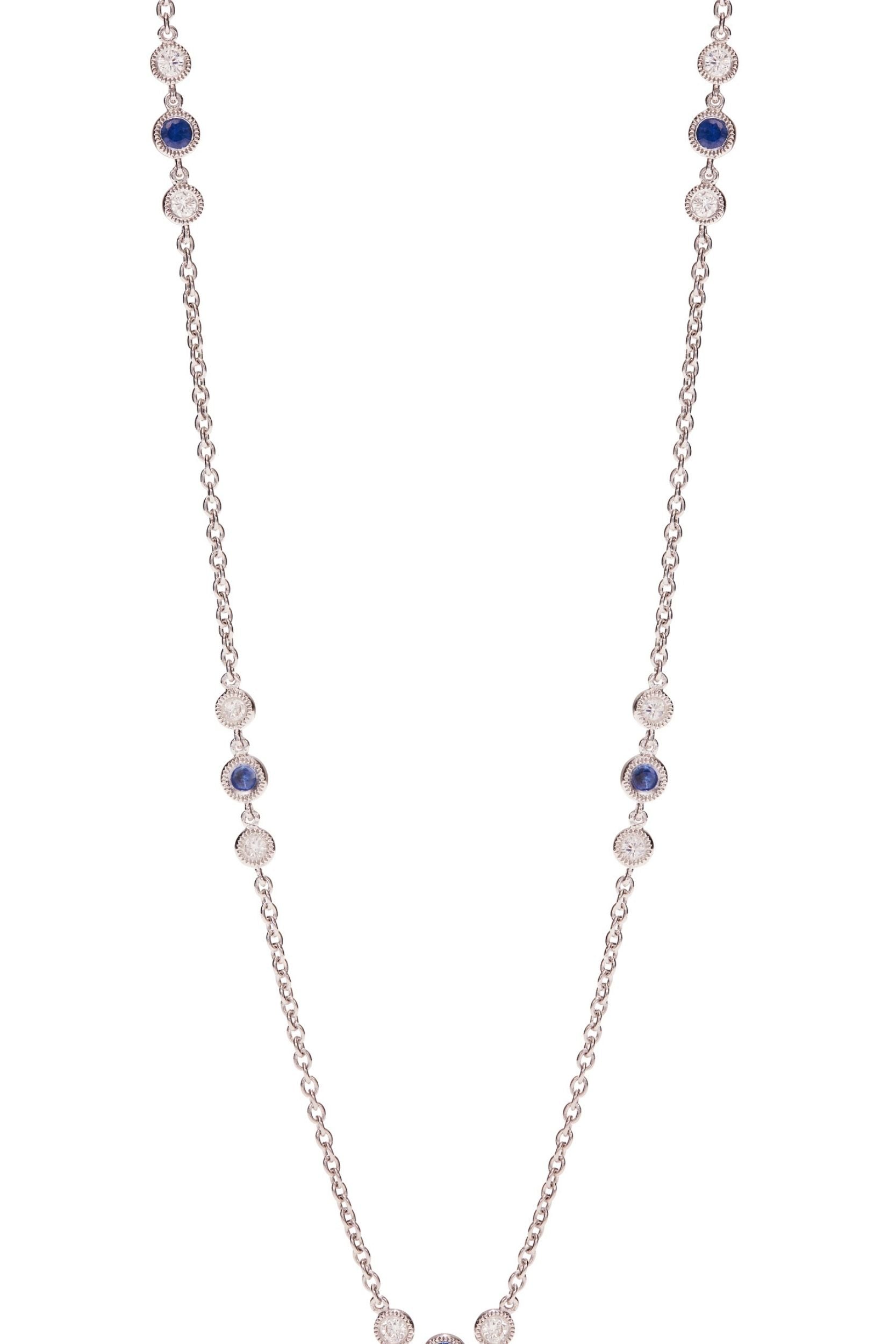 18KW Diamond and Sapphire Yard Chain Necklace