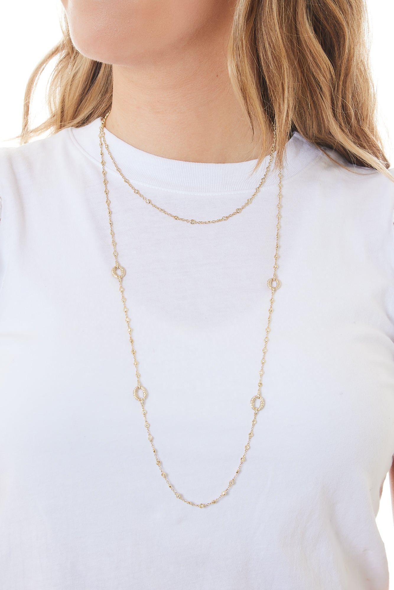 18K Yellow Gold Cascade Collection Yard Chain Necklace