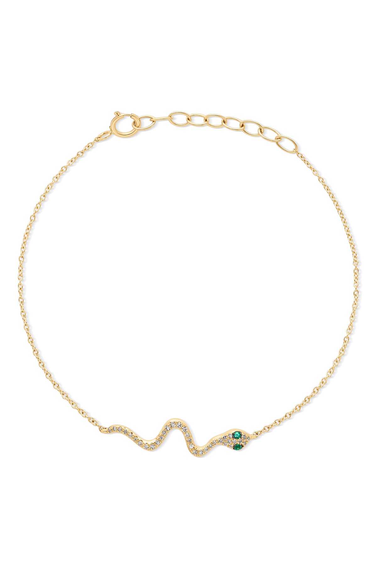 14KY Pave and Emerald Snake Bracelet