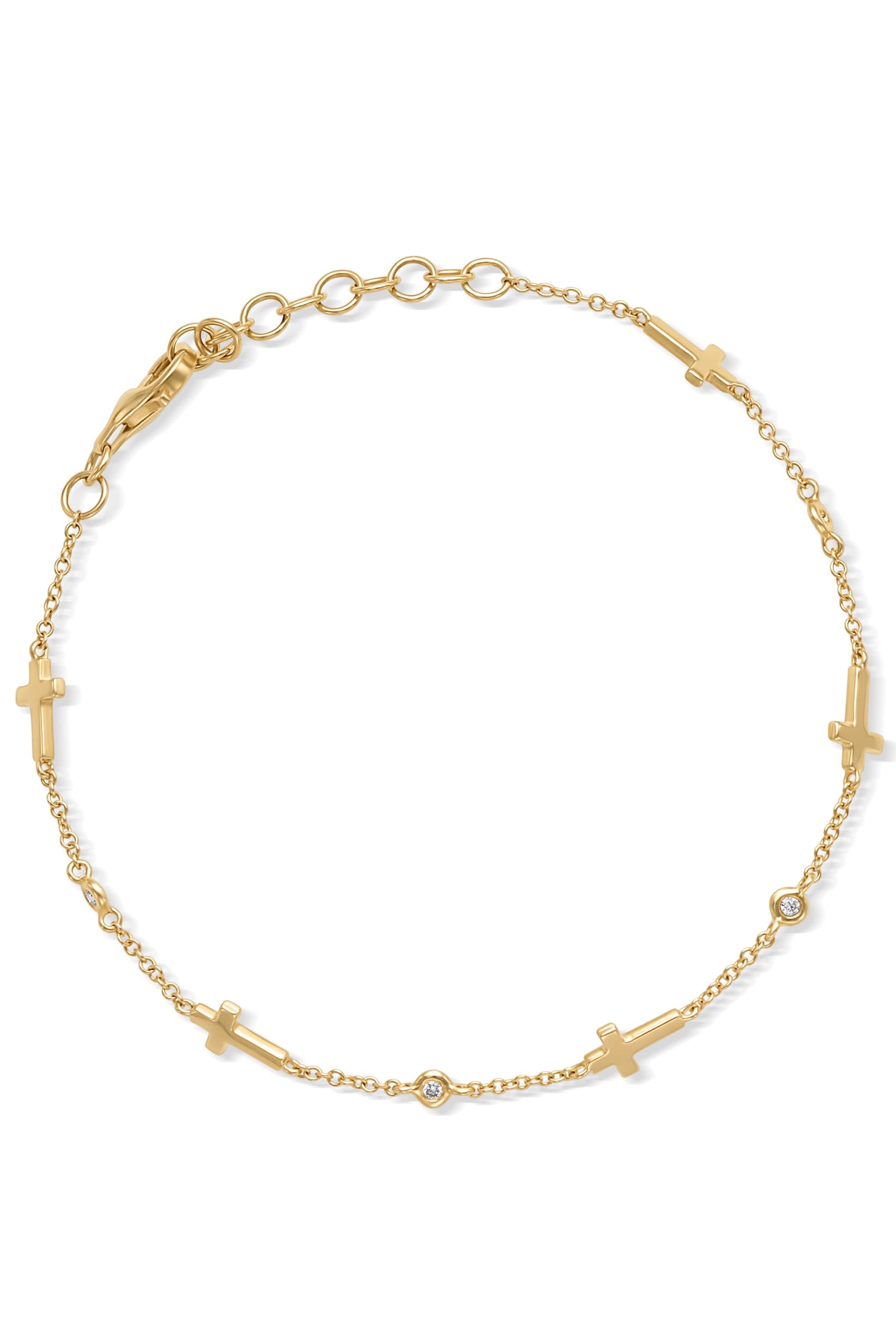 14KY Cross Station Bracelet - 14K Yellow Gold - Bracelet - by Sorte - Susan Saffron Jewelry Dallas