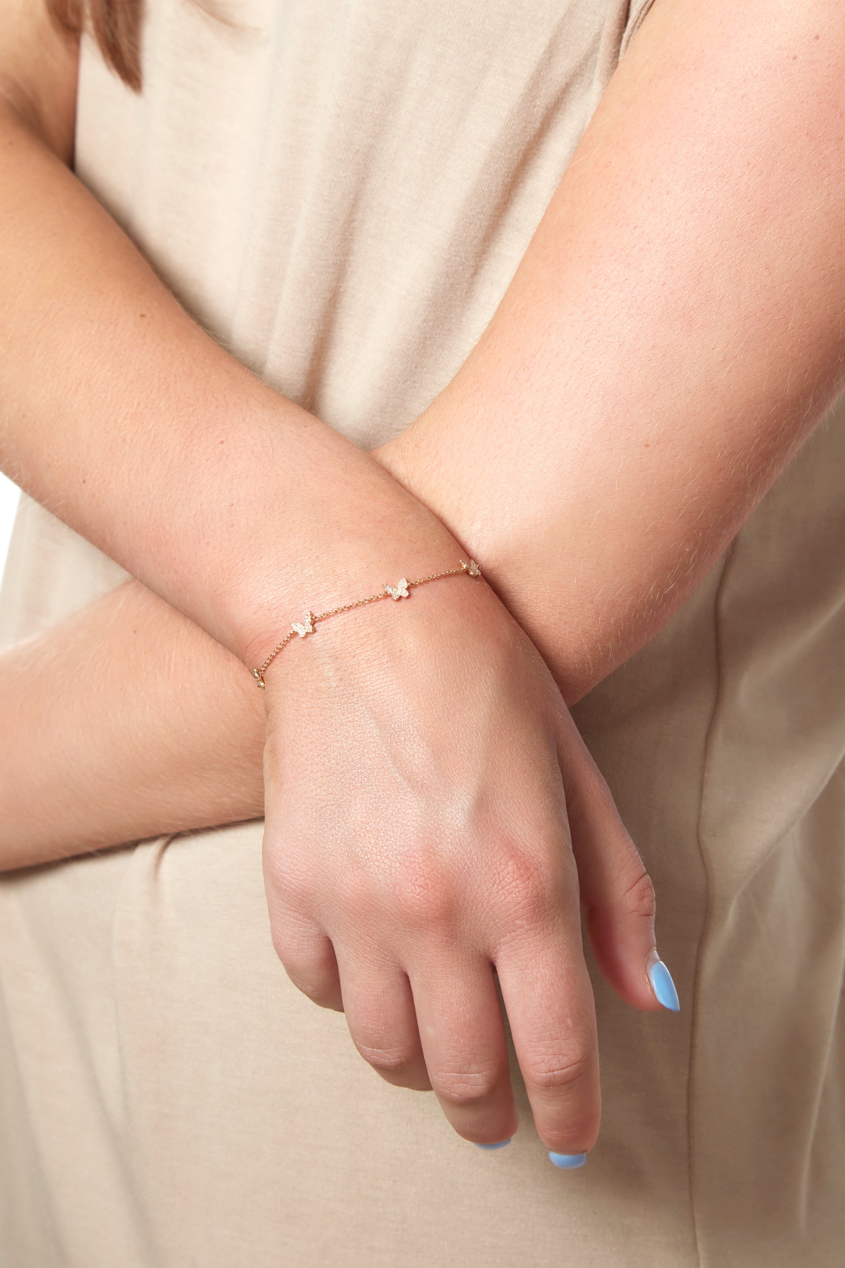 14KY Diamond Butterfly Bracelet-Bracelets-Saffron Jewelry-Susan Saffron Jewelry