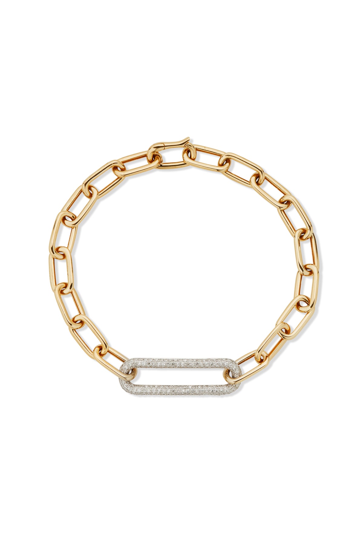 14KY Link Bracelet with Large Pave Link-Bracelets-Saffron Jewelry-Susan Saffron Jewelry