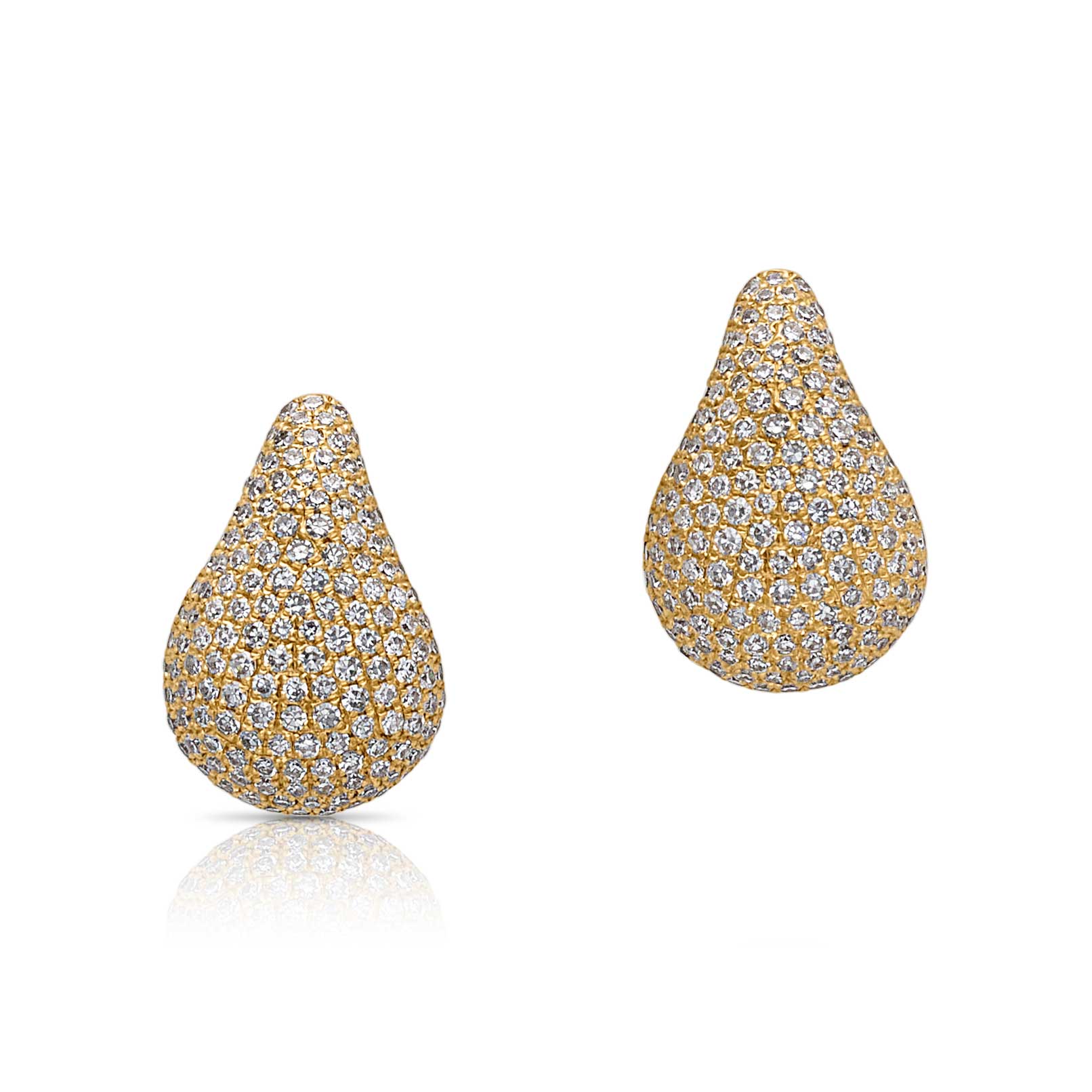 14KY Pave Diamond Tear Drop Earrings