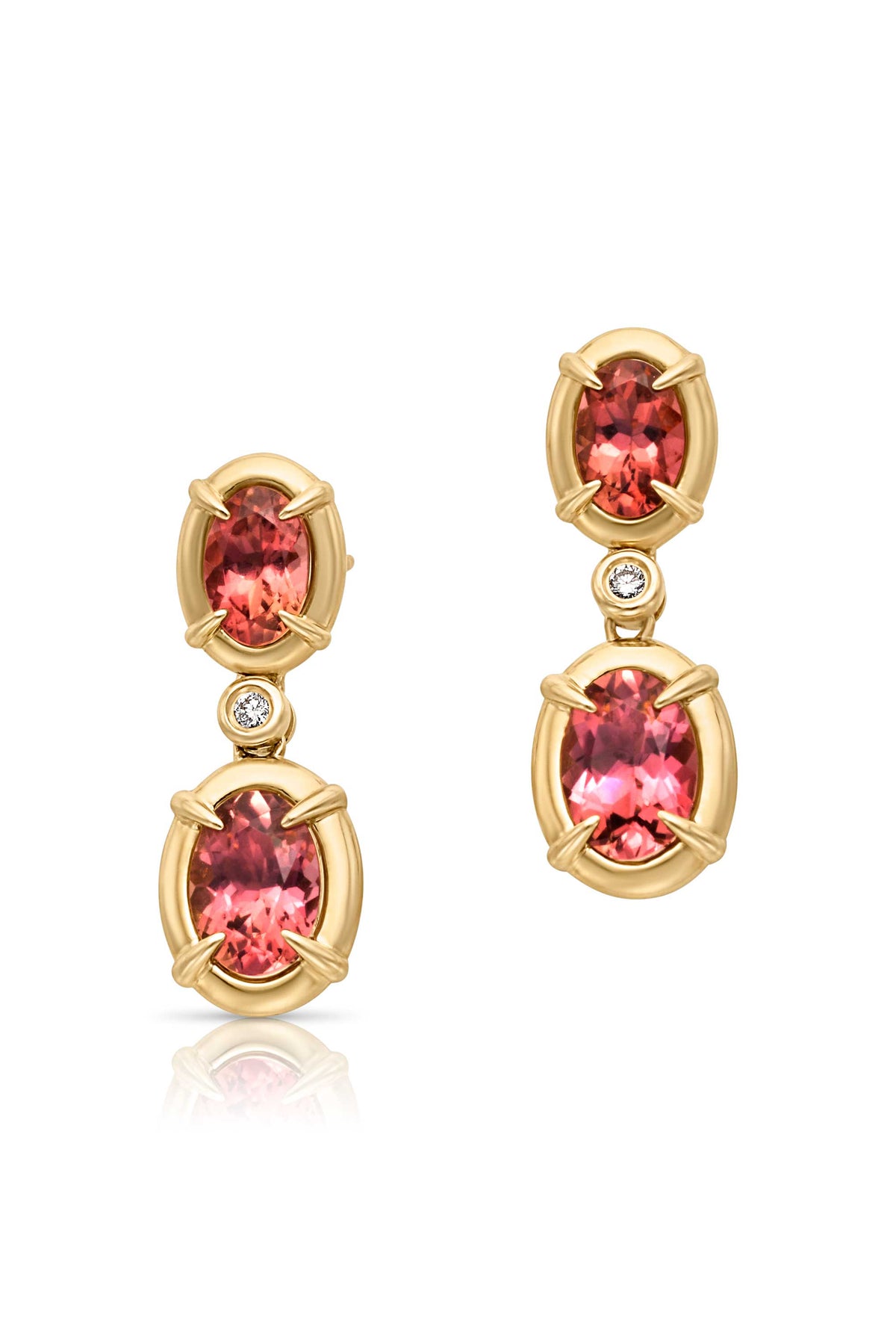14KY Pink Tourmaline Drop Earrings