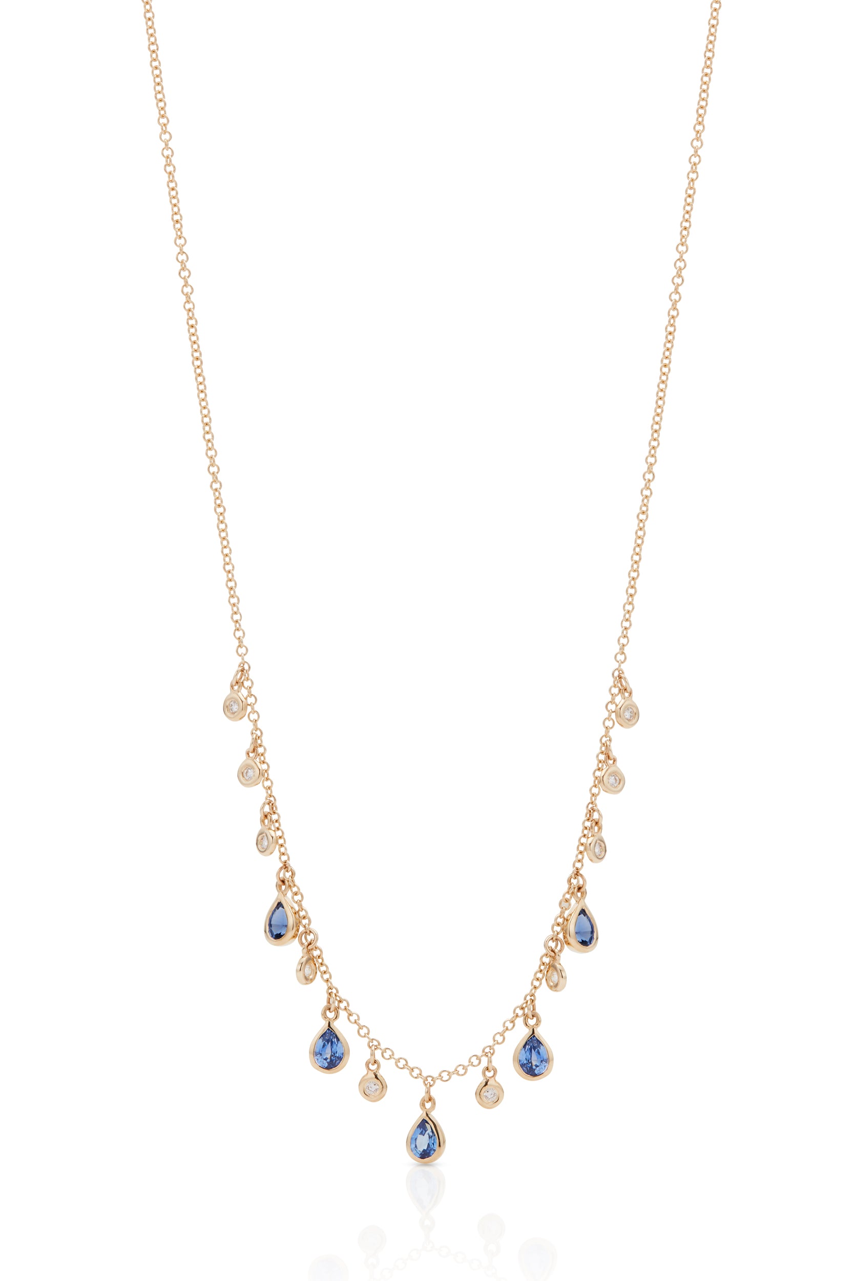 14KY Sapphire Bezel Diamond Necklace