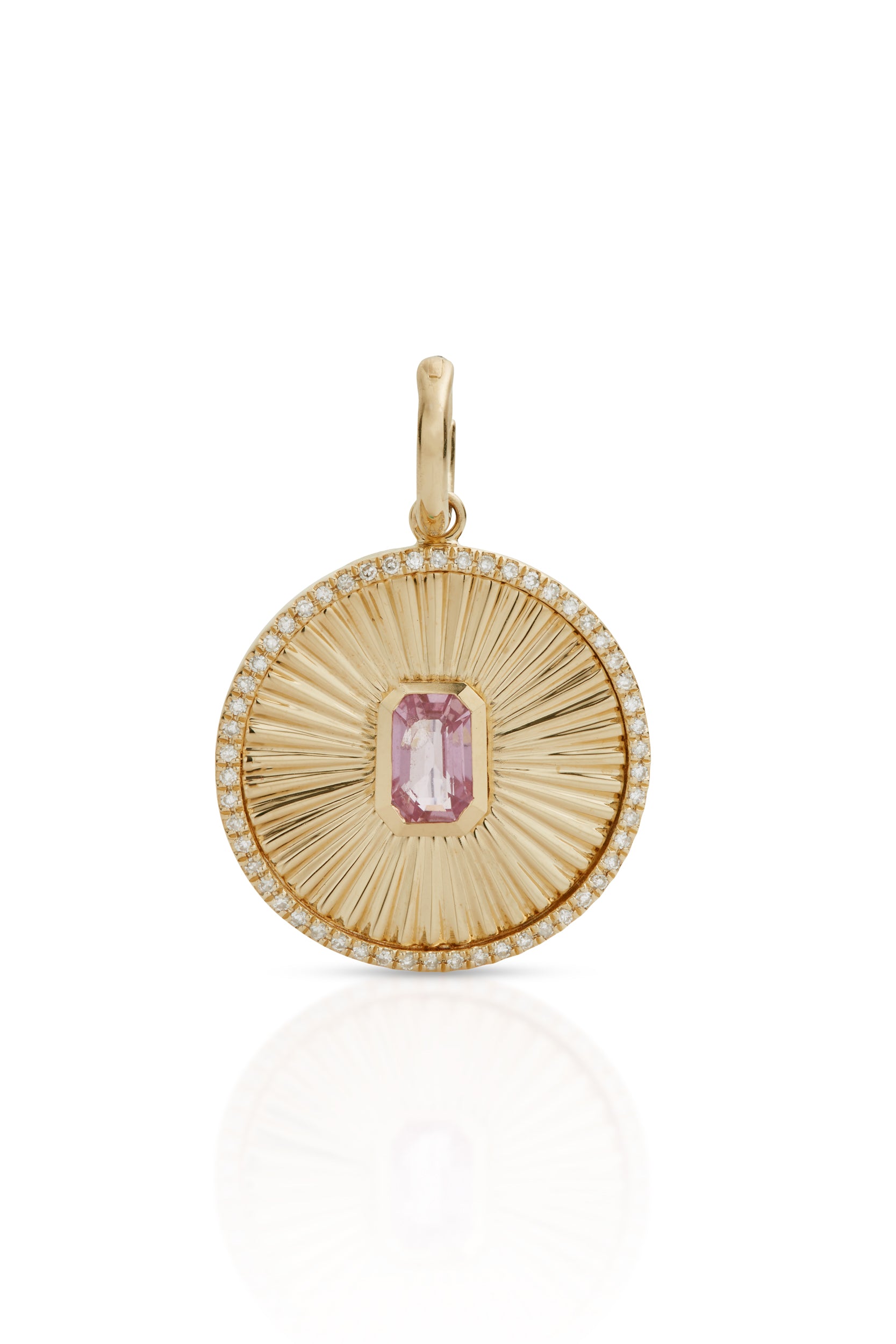 14KY Pink Sapphire Diamond Charm