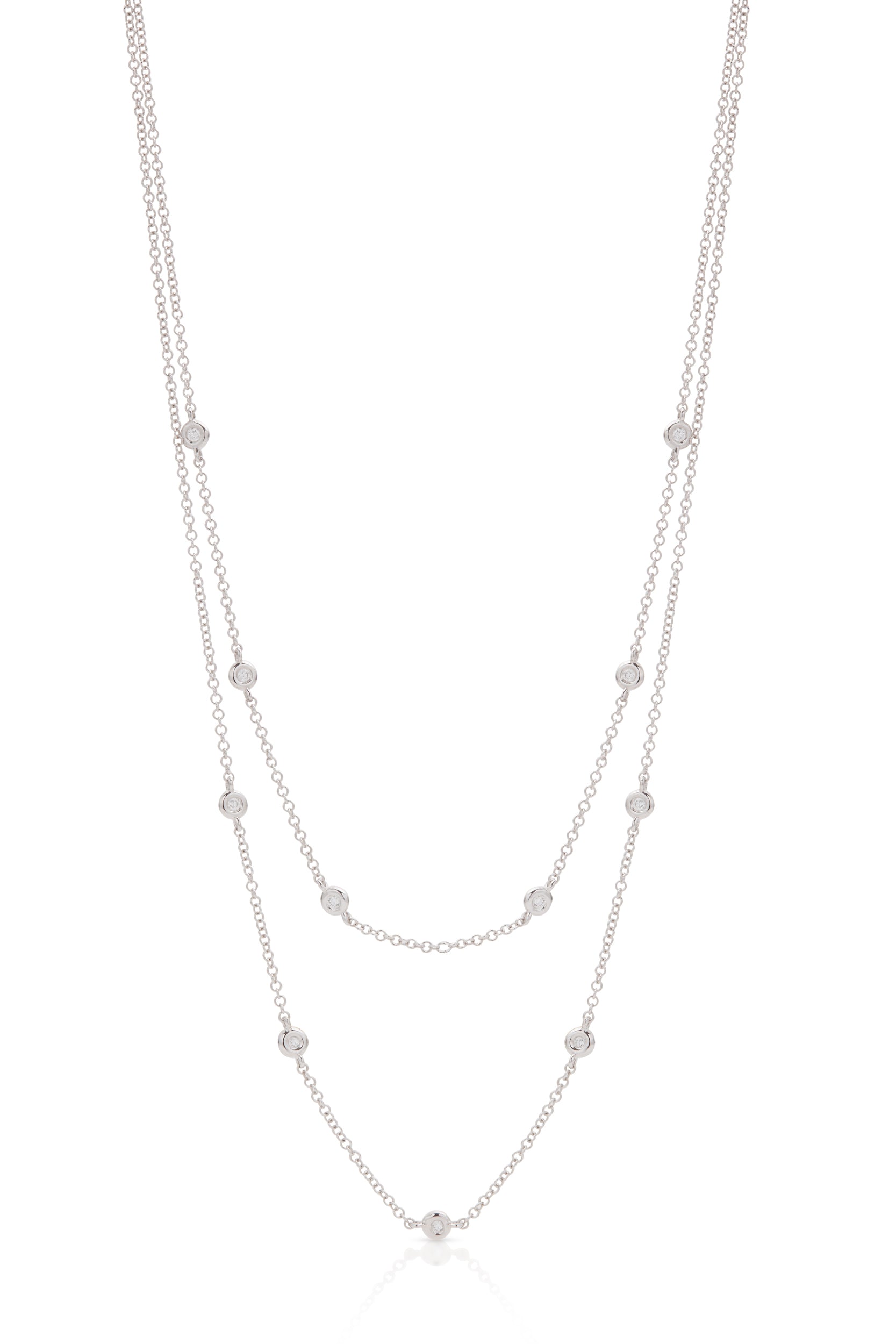 14KW Diamond By The Yard Double Layered Necklace