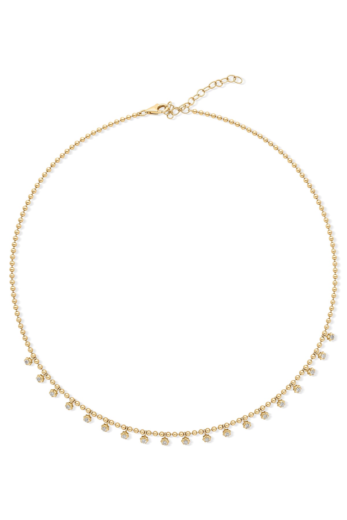 14KY Diamond Drops on Ball Chain