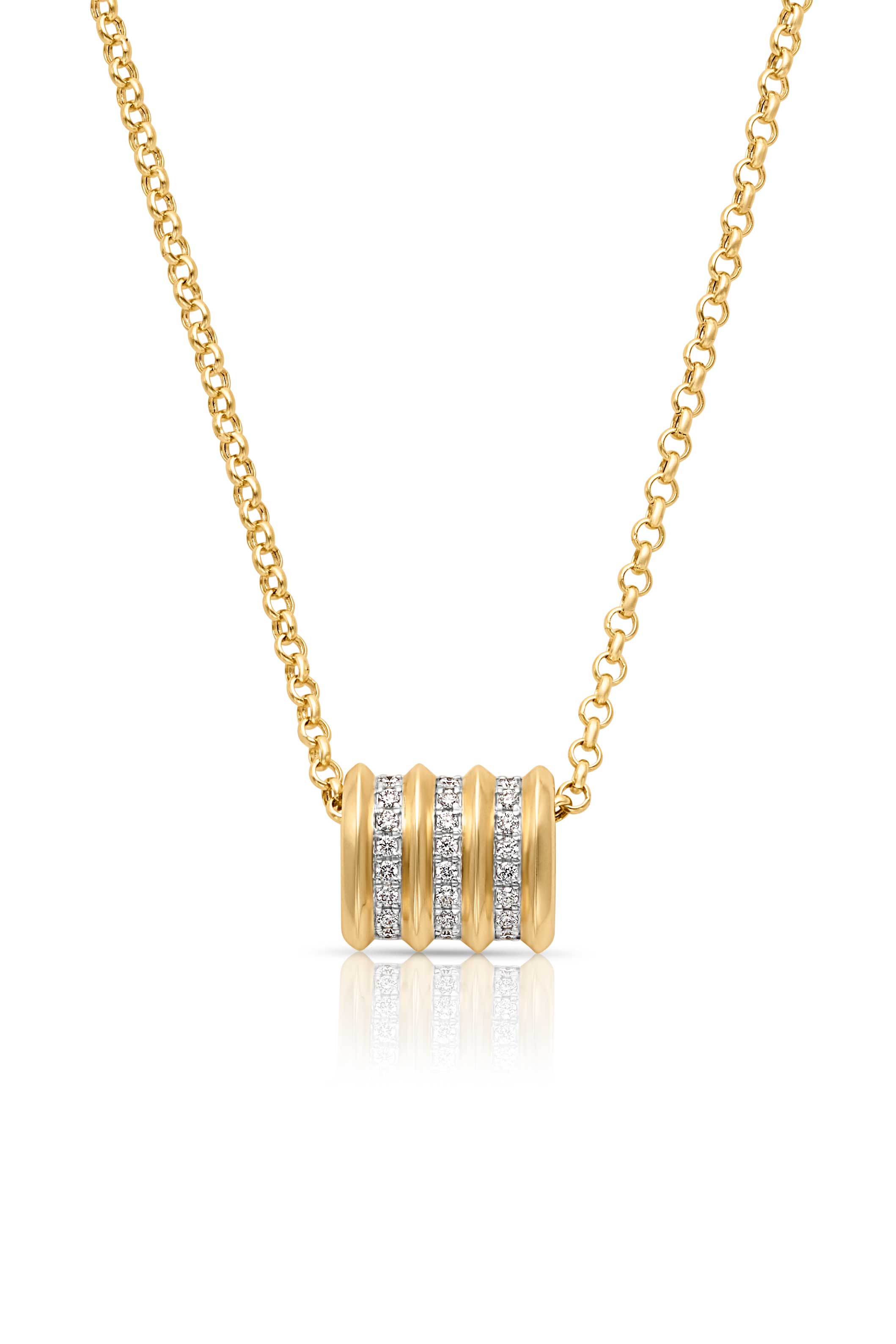 14KY 3 Row Diamond Slider on Chain