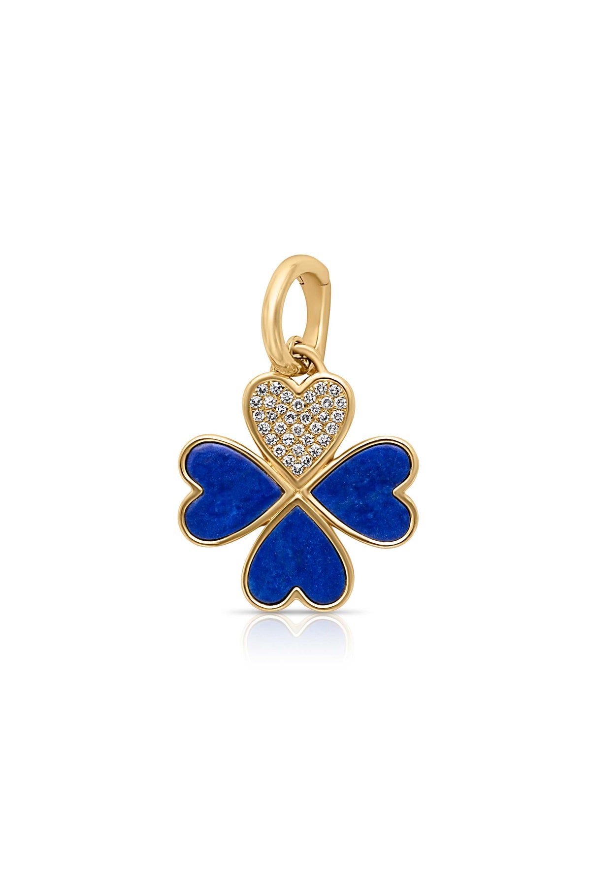 14KY Lapis Diamond Clover Pendant