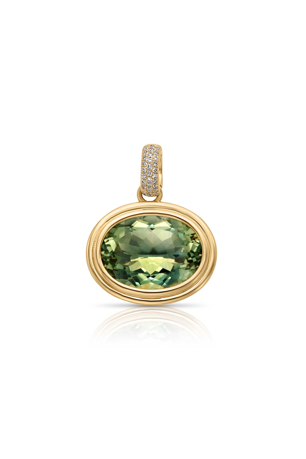 14KY Large Green Ameythst Diamond Charm