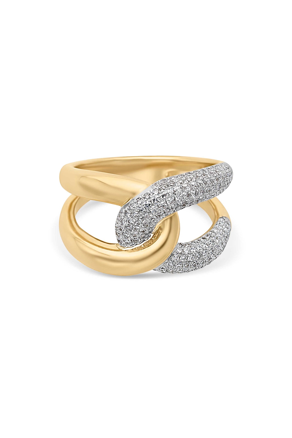 14KYW Half Pave Diamond Knot Ring