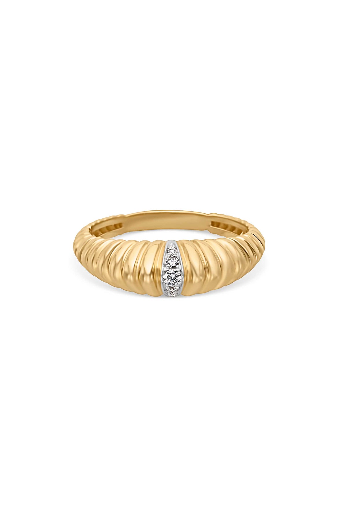 14KYW Diamond Crossiant Ring