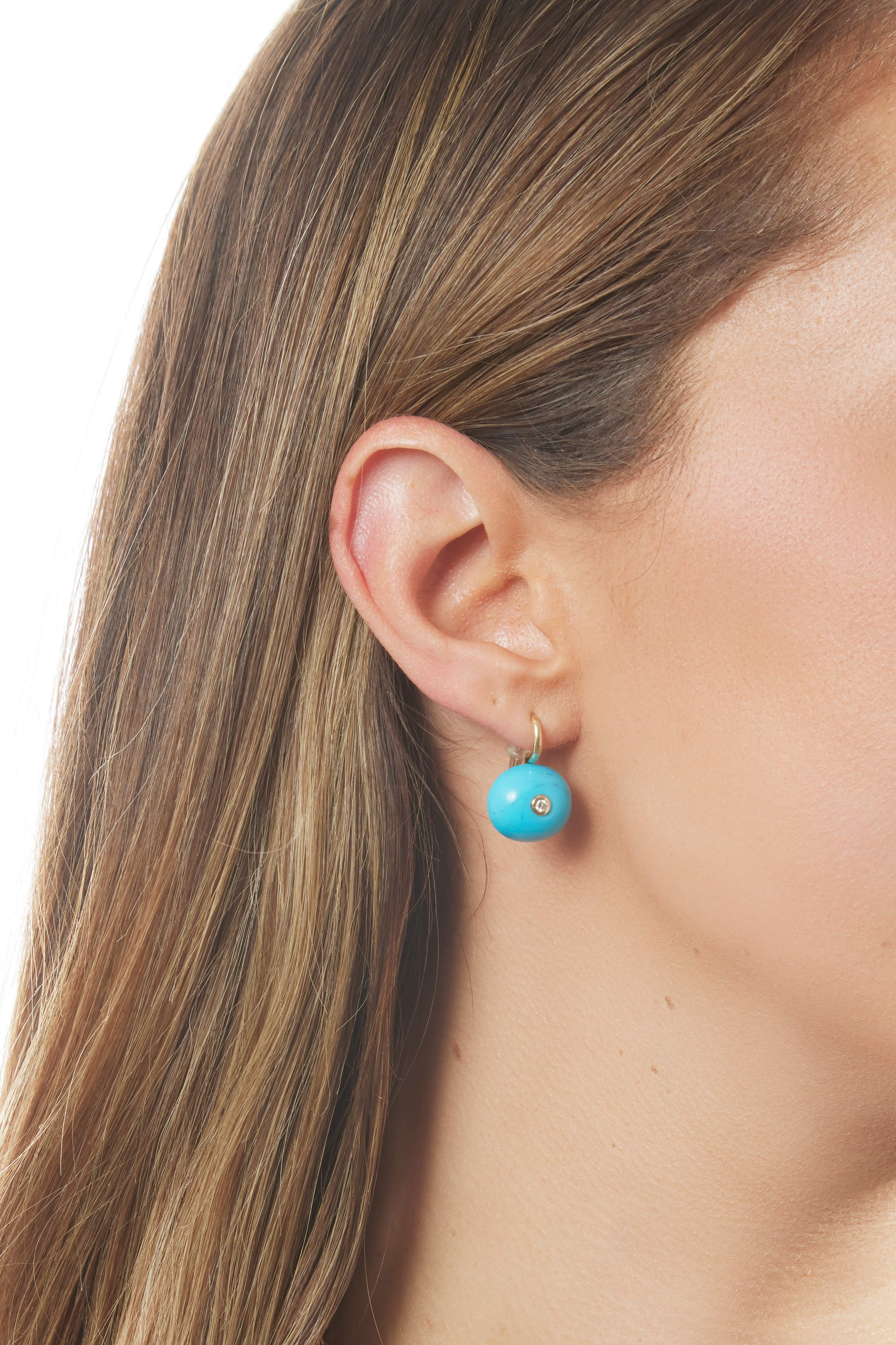 Milestone Drop Earrings Turquoise and Diamond