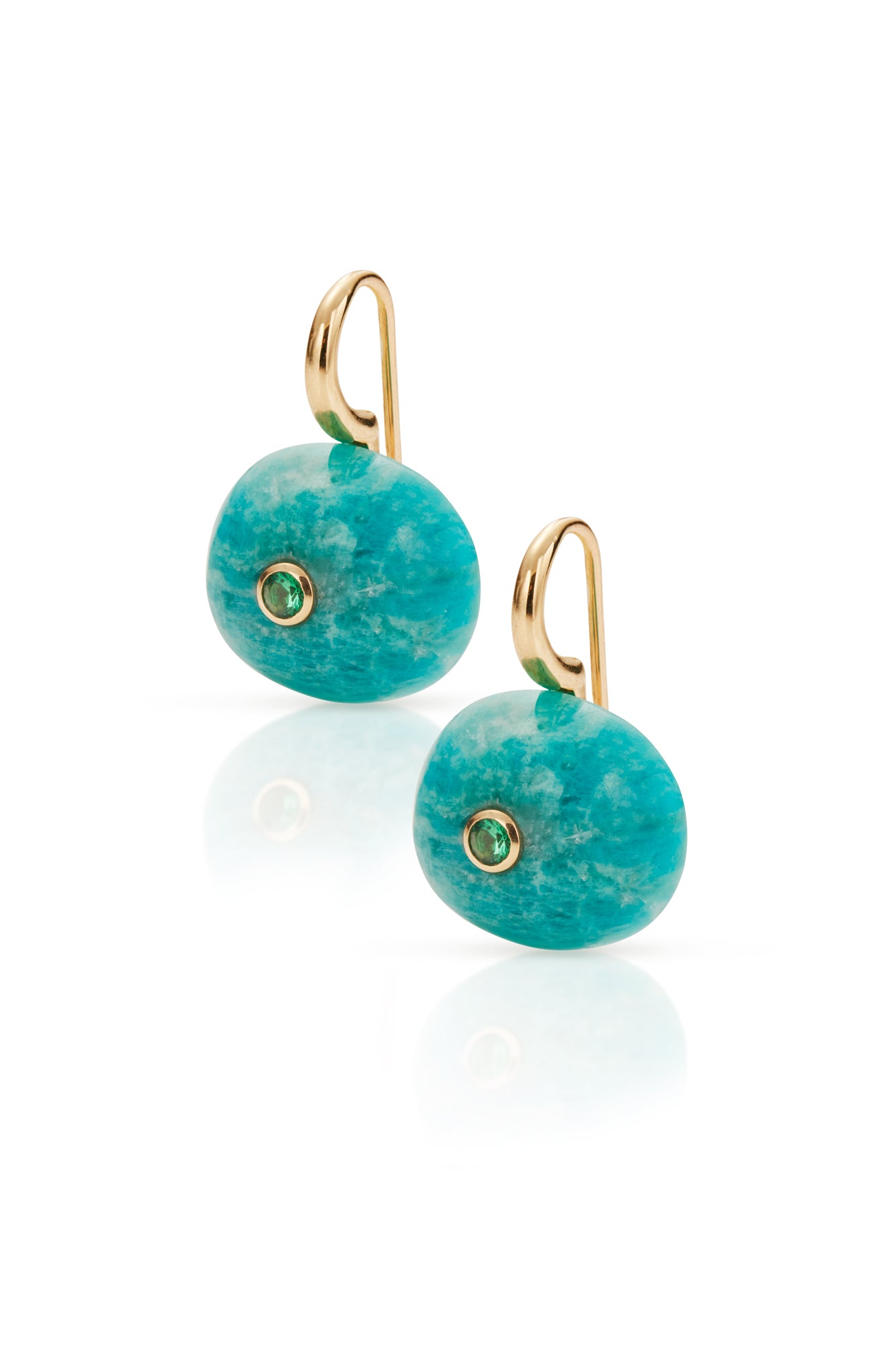 Milestone Drop Earrings Amazonite and Emerald