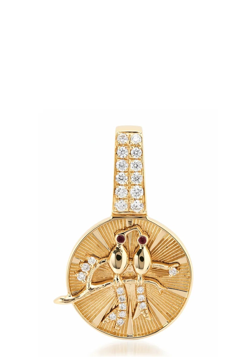 14KY Mini Love Birds Medallion