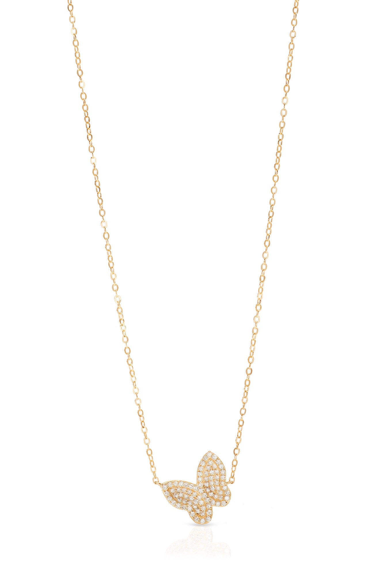 14K Gold Diamond Butterfly Necklace