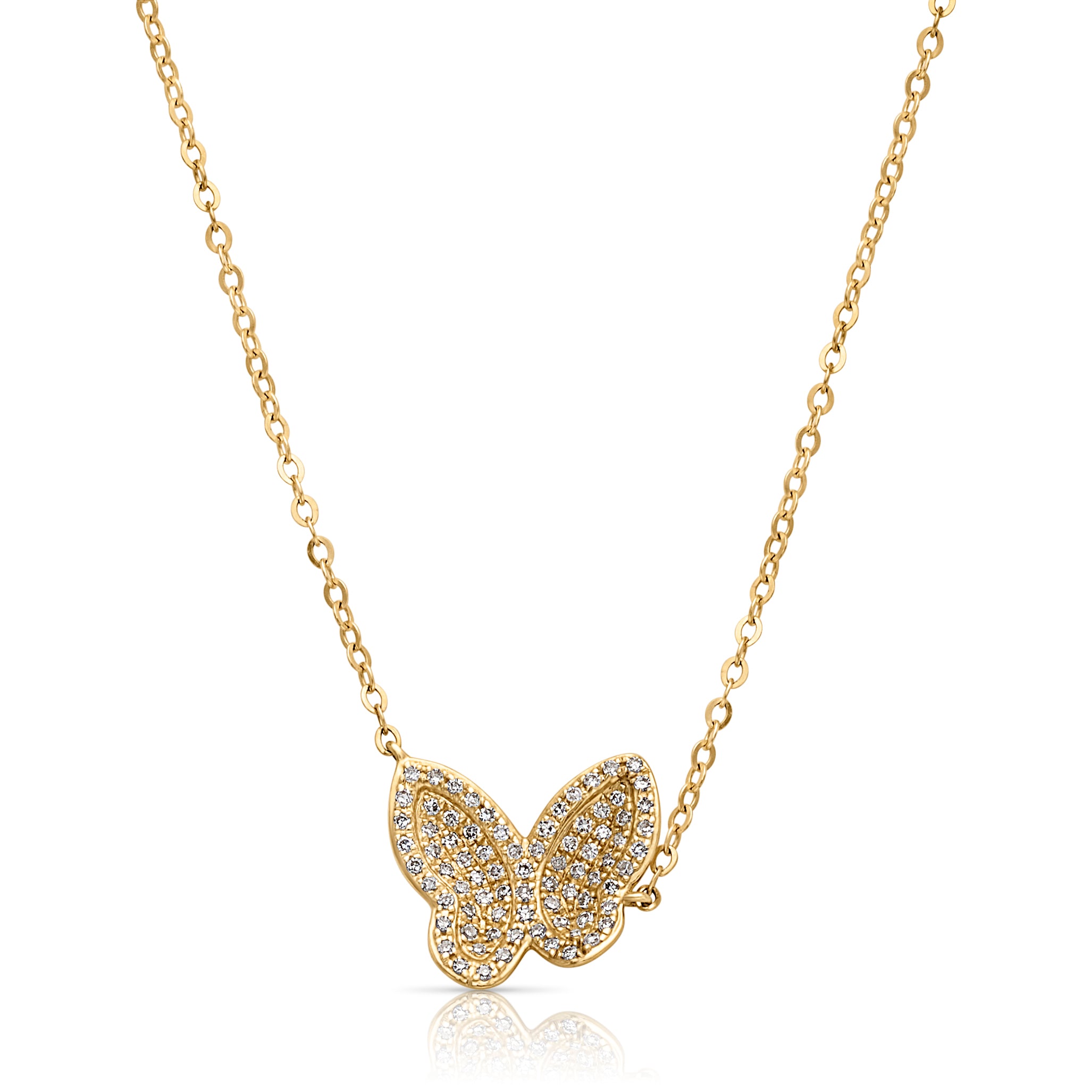 14K Diamond Butterfly Necklace