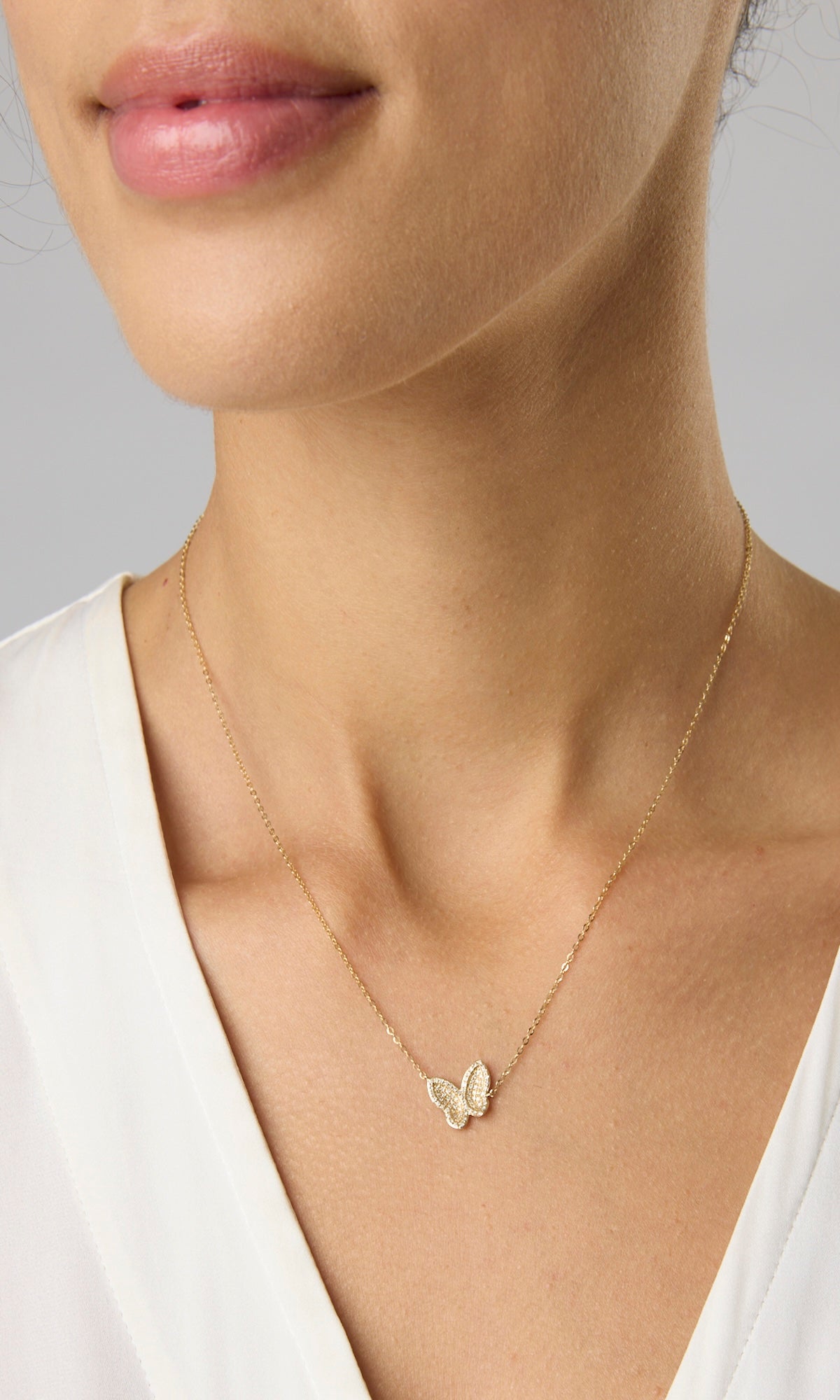 14K Diamond Butterfly Necklace