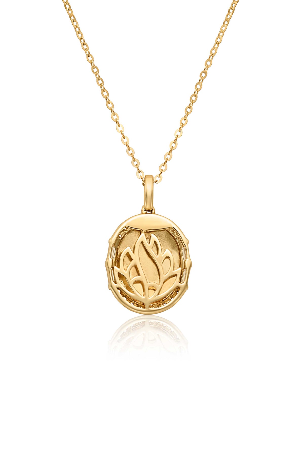 14KY Engravable Pendant with Halo Baguette