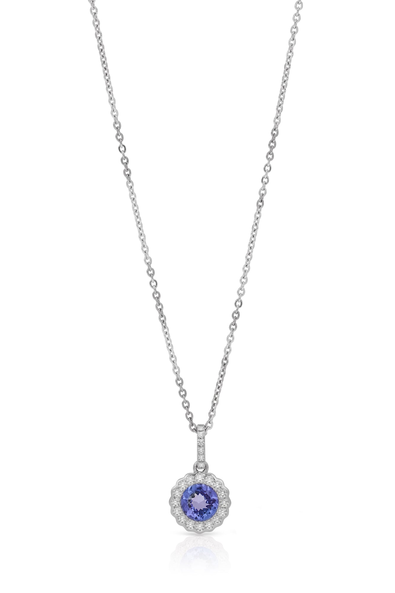 14KW Tanzanite Pendant with Diamond Halo