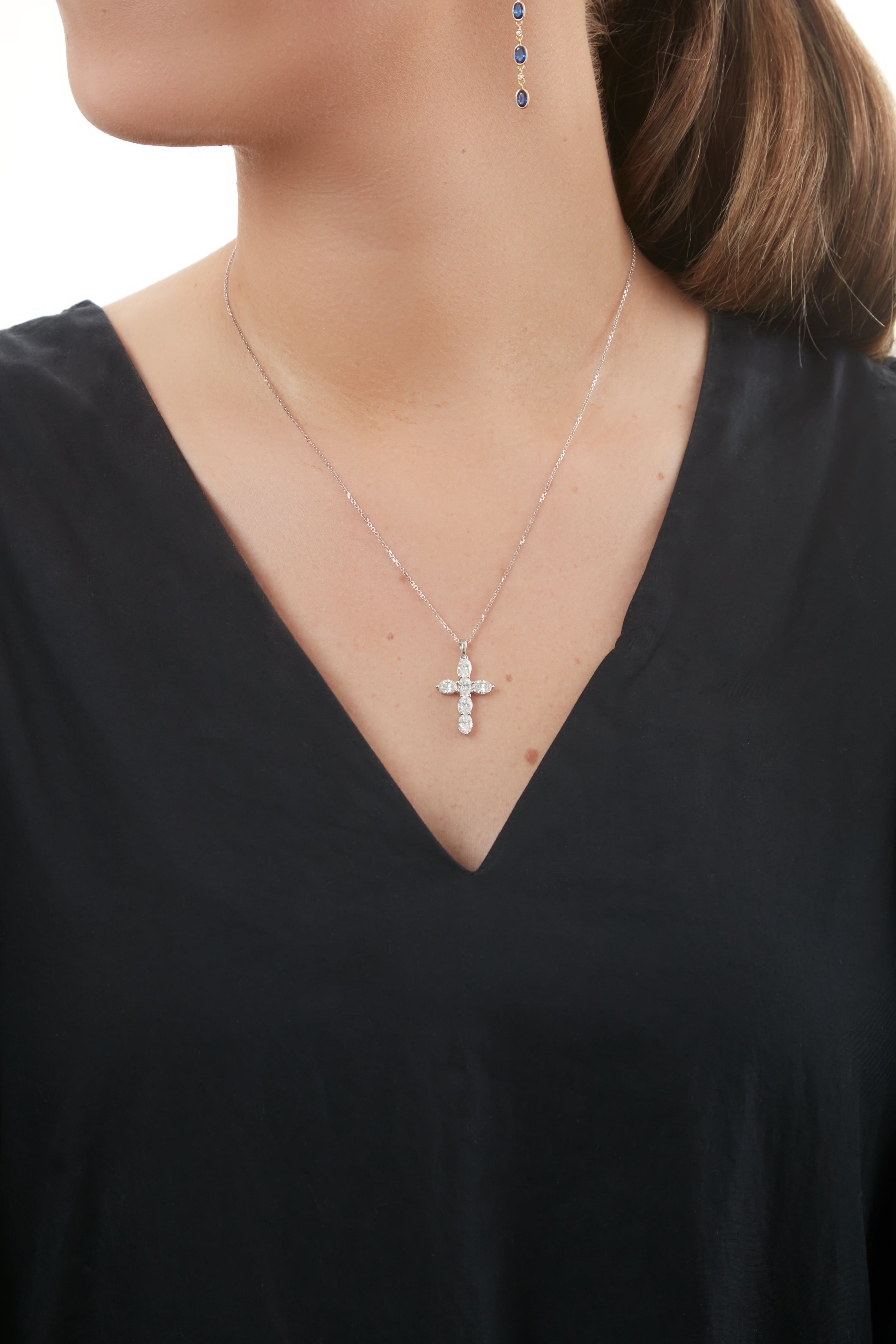 14KW Diamond Cross Necklace