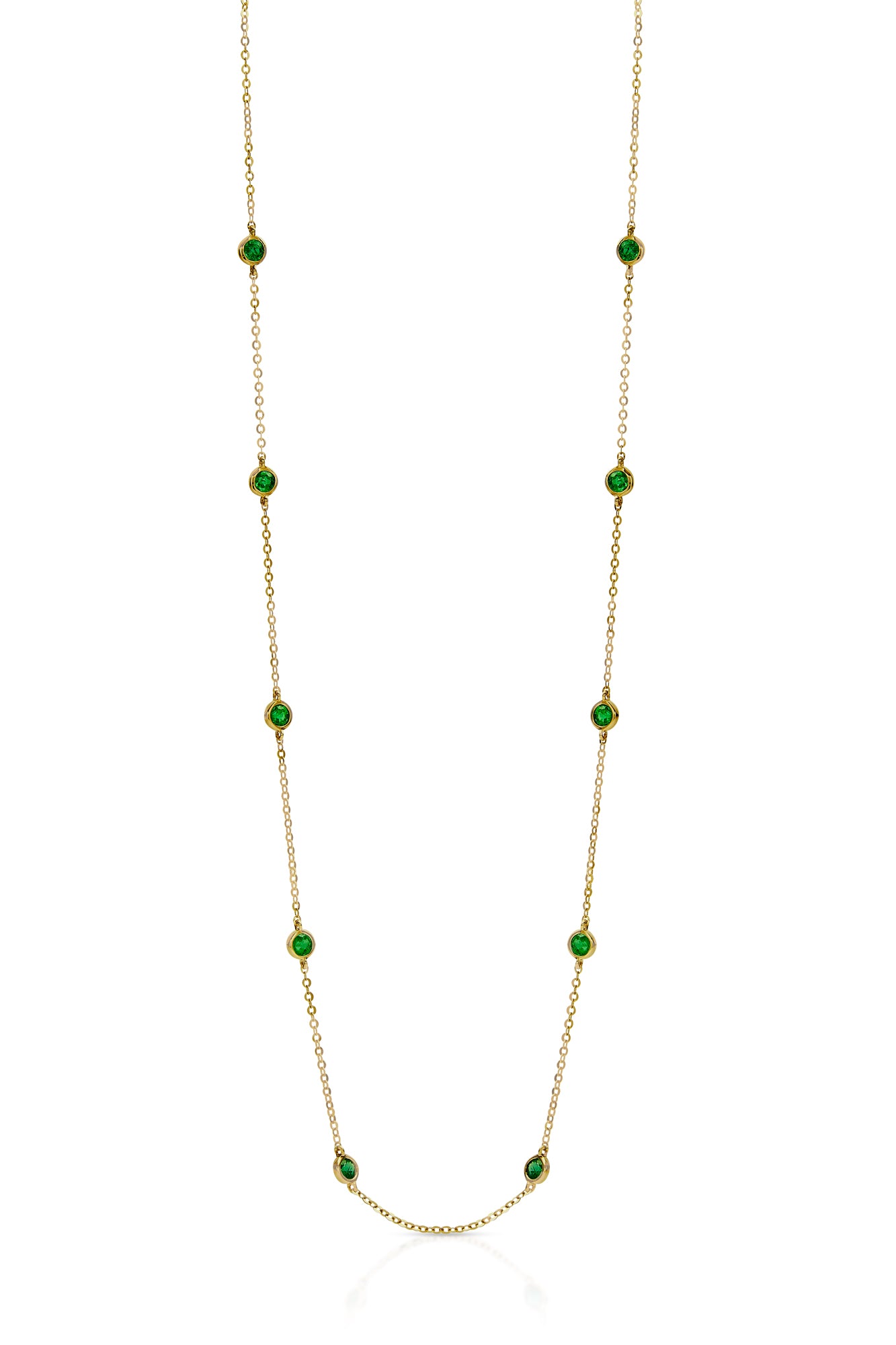 14KY Multi Bezel Emerald Necklace