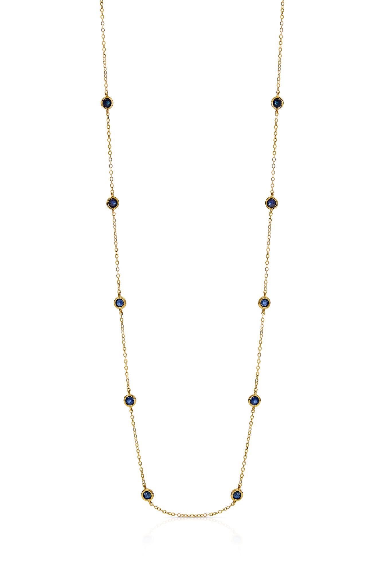 14KY Multi Bezel Sapphire Necklace