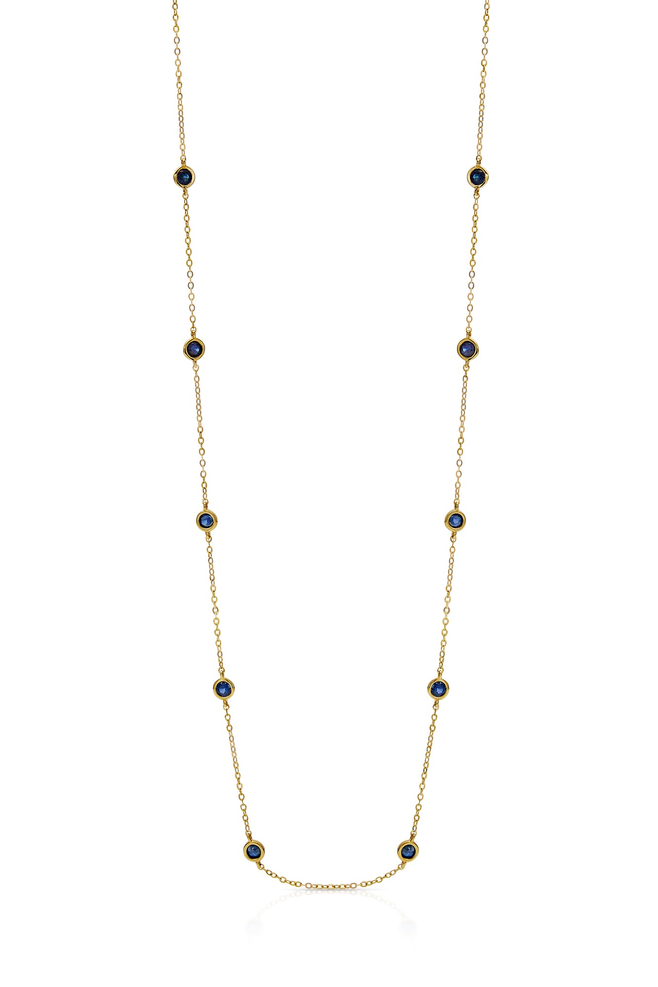 14KY Multi Bezel Sapphire Necklace