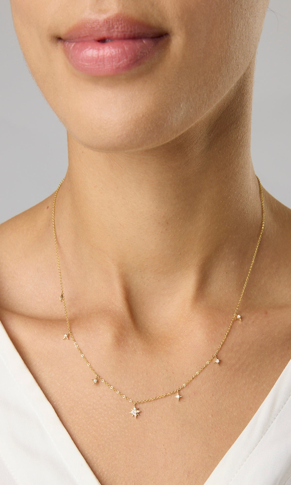 14KY Scattered Star Necklace