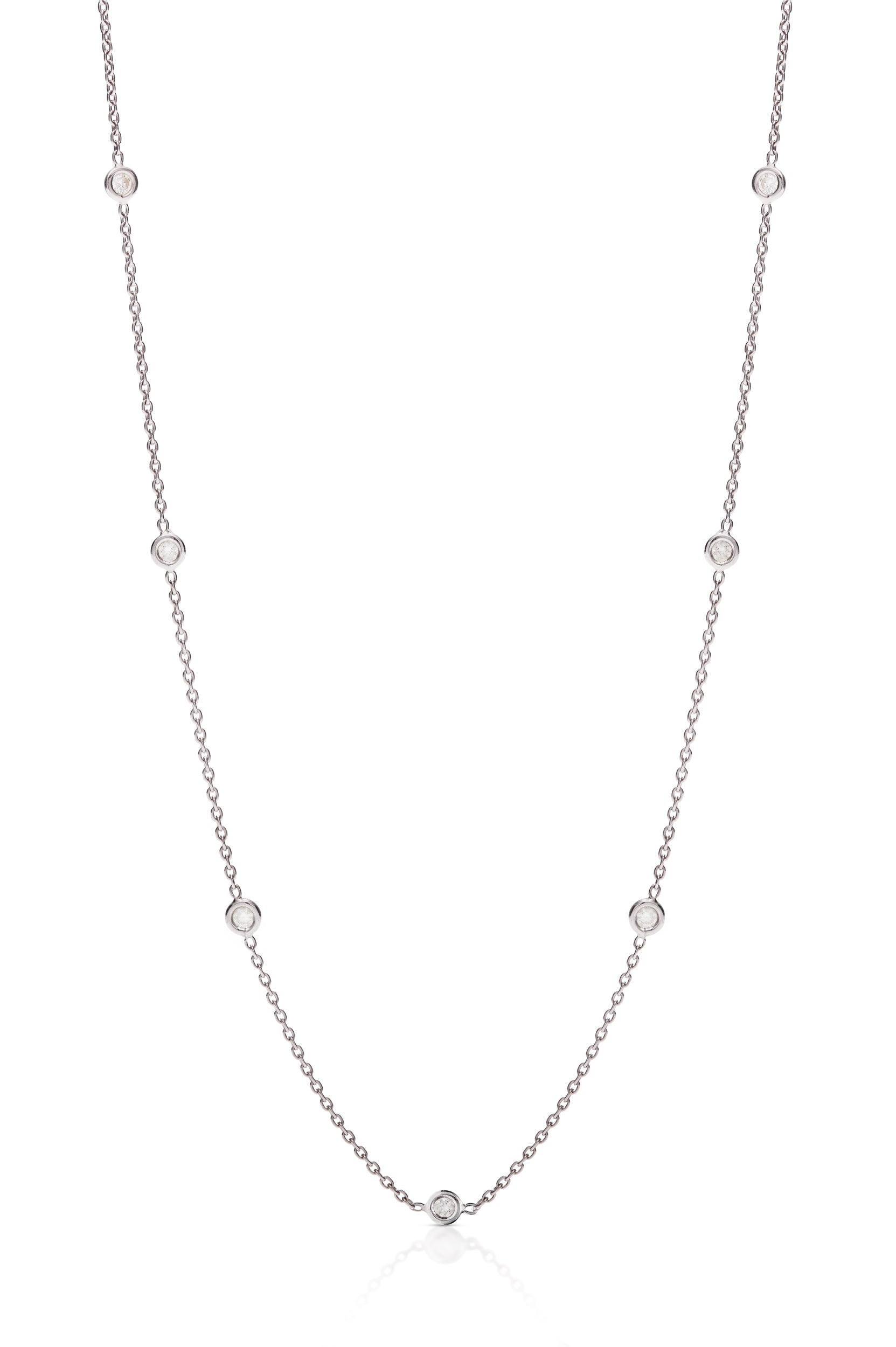 14K White Gold Diamond By The Yard Necklace