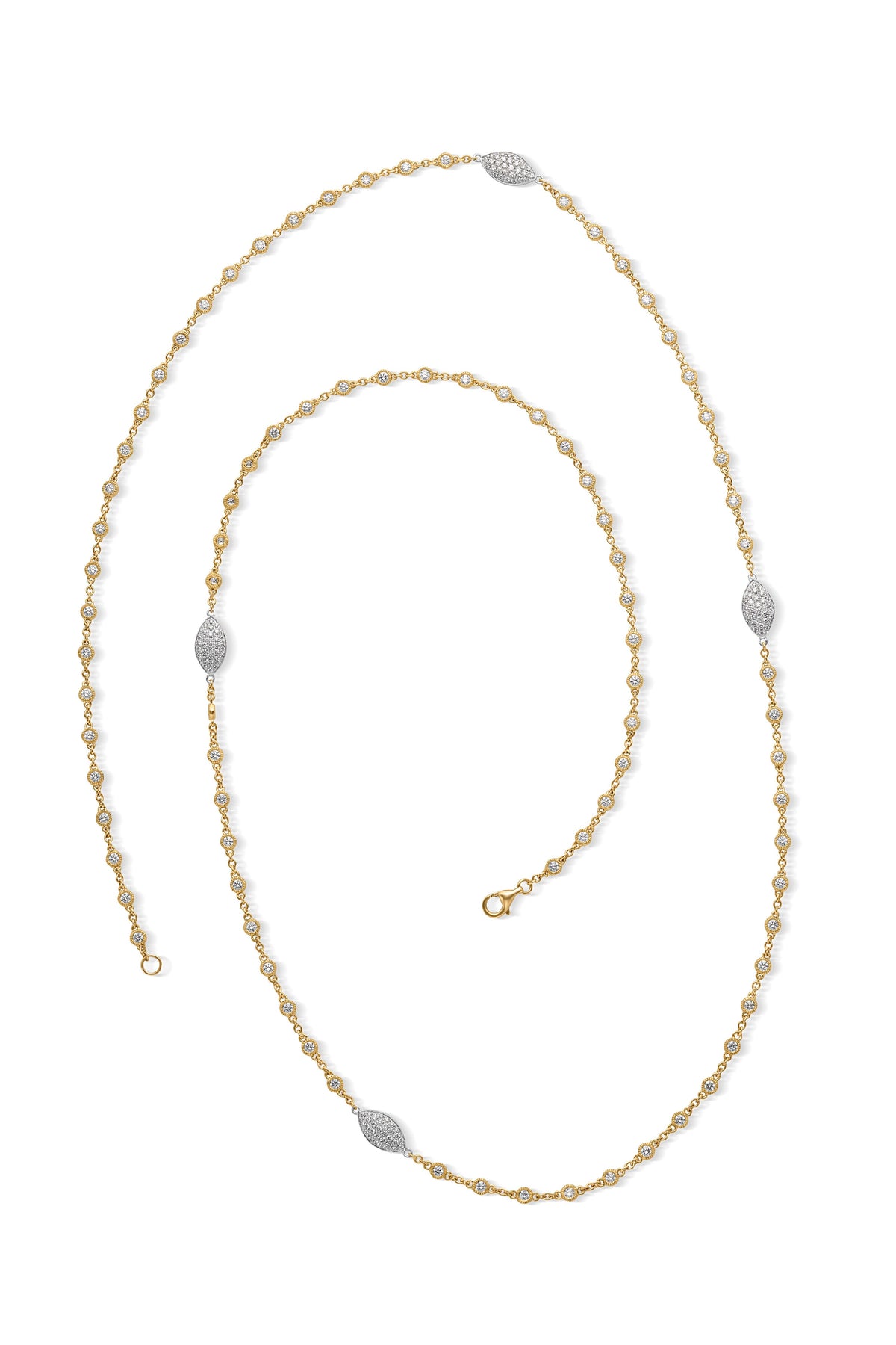 18KWY Pave Marquise Diamond Bezel Necklace
