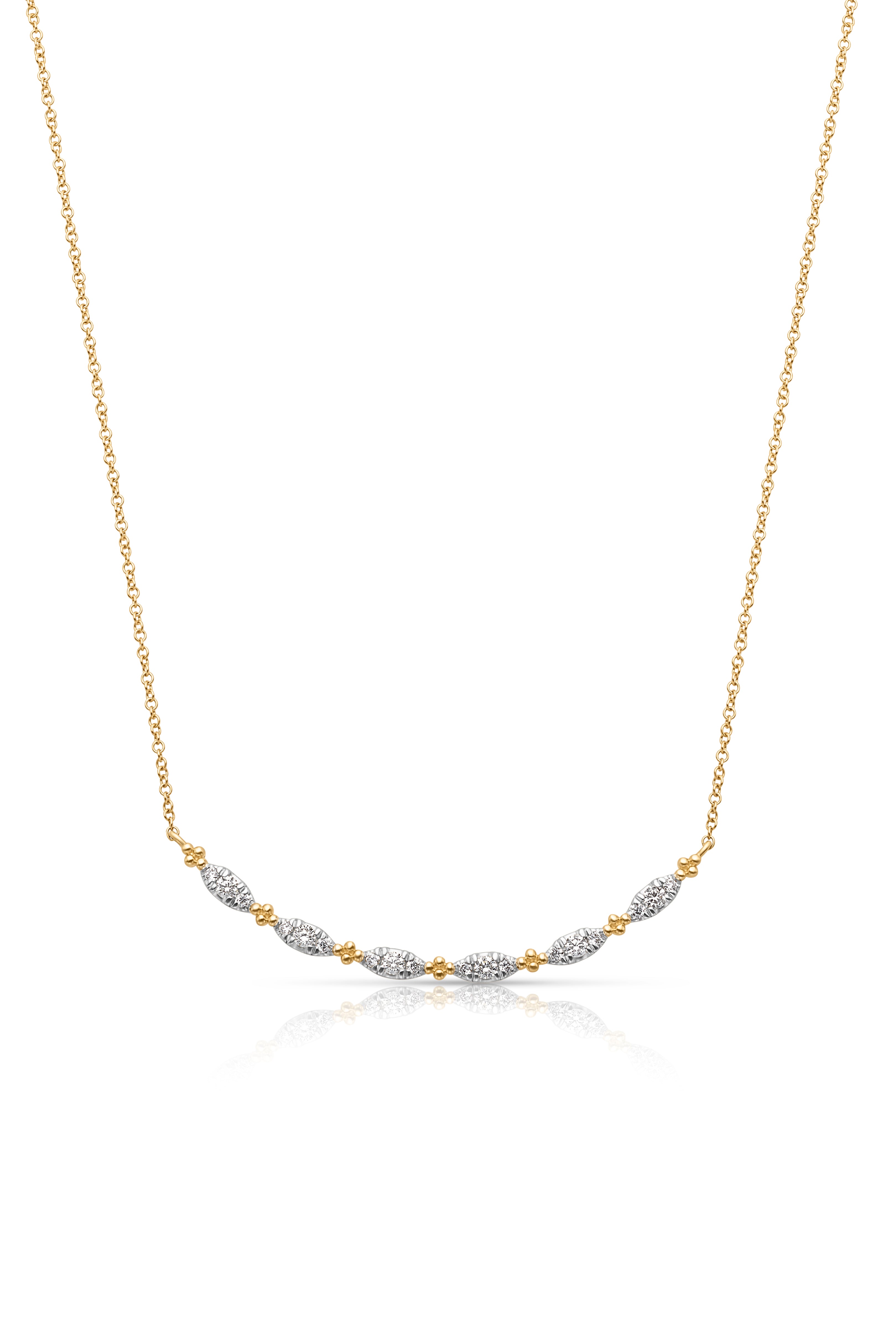 14KY Curved Bujukan Bar Diamond Necklace