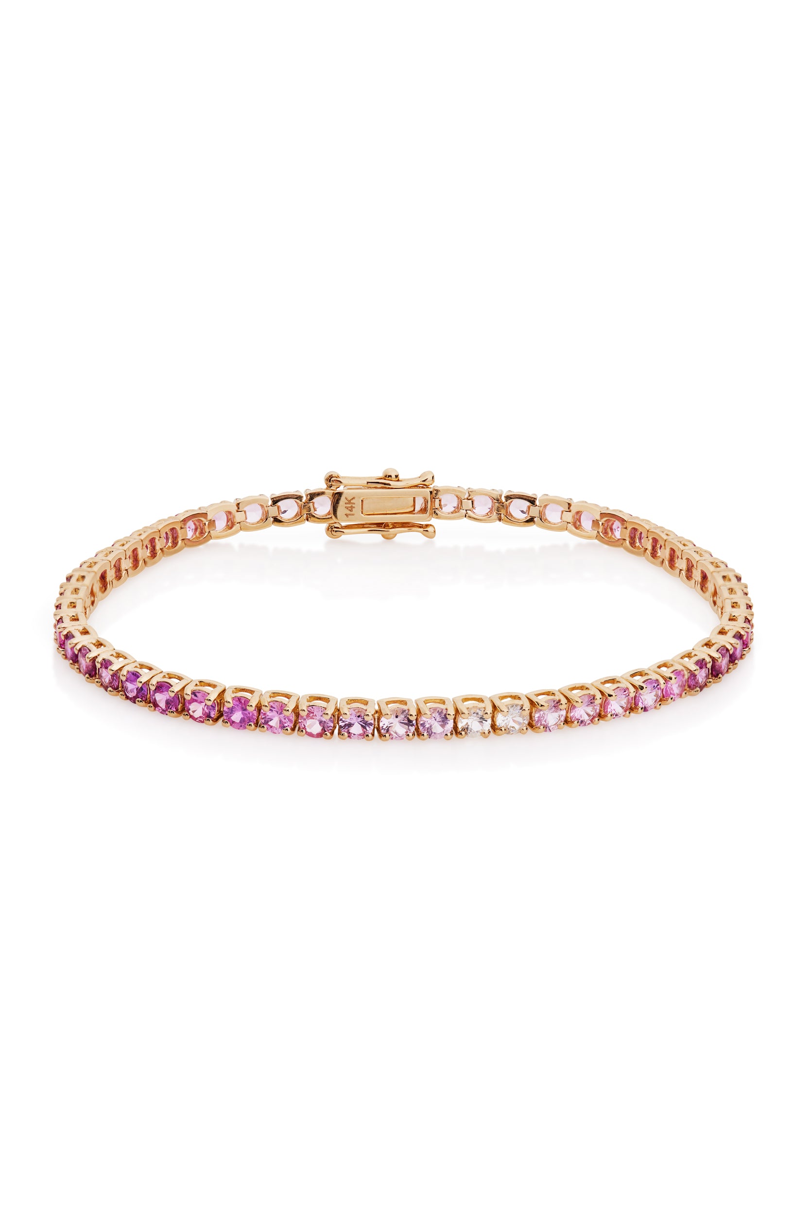 14KY Ombre Tennis Bracelet with Pink Sapphires