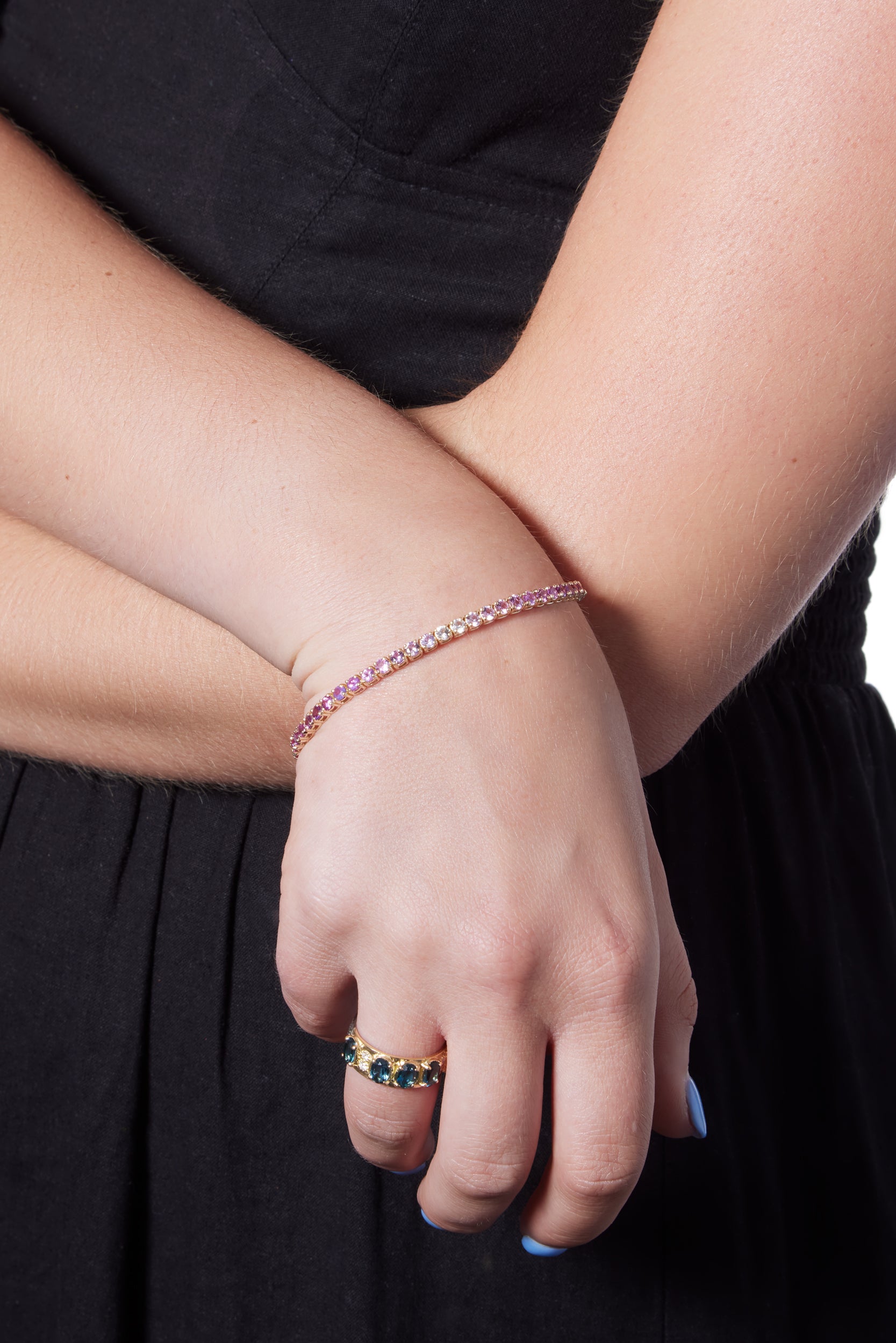 14KY Ombre Tennis Bracelet with Pink Sapphires-Bracelets-Gemma Couture-Susan Saffron Jewelry
