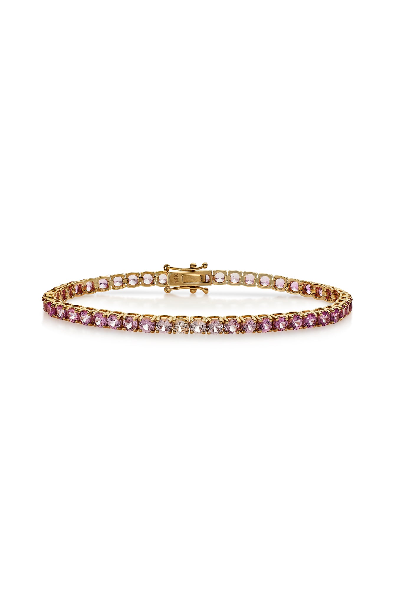 14KY 3.5mm Ombre Pink Sapphire Tennis Bracelet
