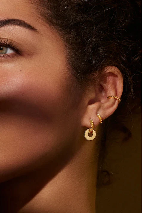 14KY Orange Sapphire Midi Orb Hoops