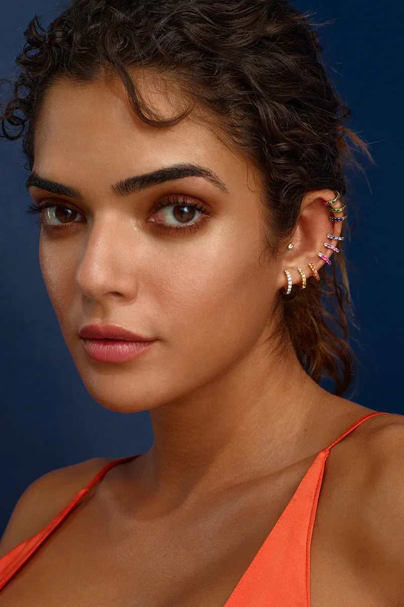 14KY Blue Sapphire Midi Orb Hoops