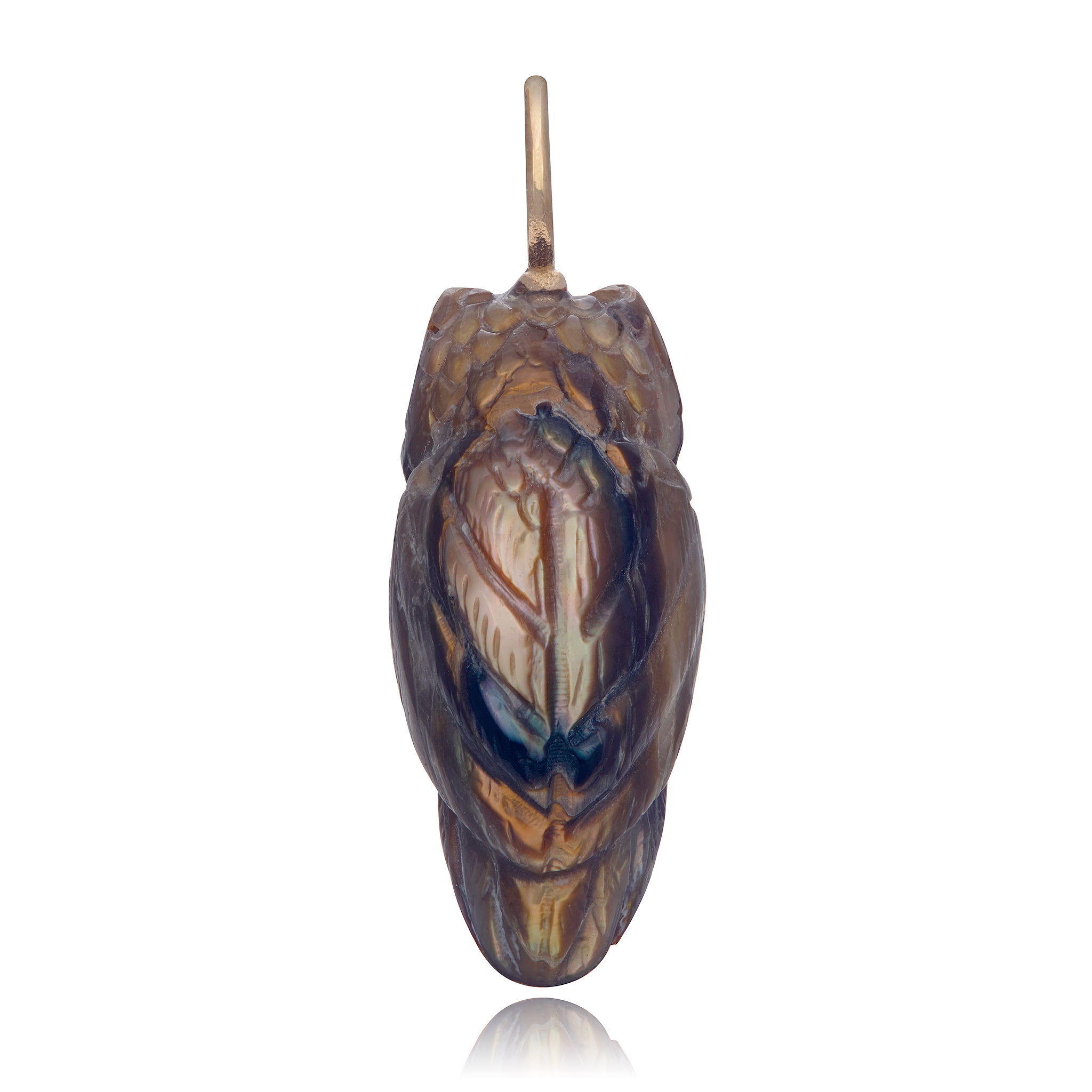 14KY Brown Mother Of Pearl Owl